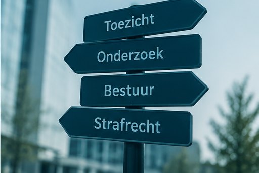 Wegwijzer met bordjes Toezicht, Onderzoek, Bestuur en Strafrecht — de aanpak van zorgfraude voor gemeenten